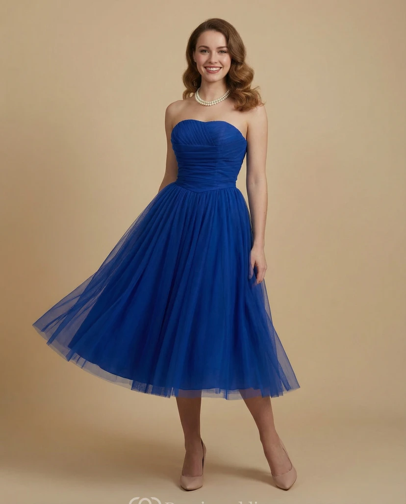 Classic Strapless Tulle Evening Gown view 4