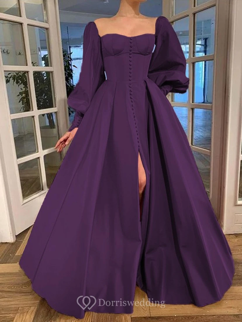 Elegantes Kleid im Vintage-Stil mit langen Puffärmeln, Empire-Stil und Schlitz vorne view 20
