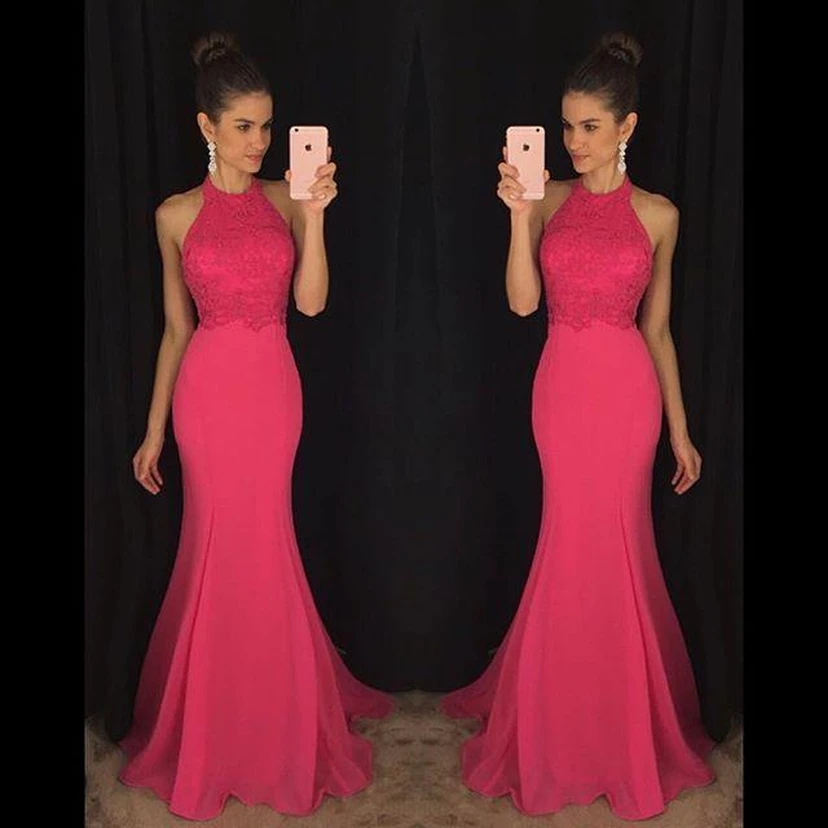 Robe de bal sirène sexy dos nu en dentelle avec traîne view 2