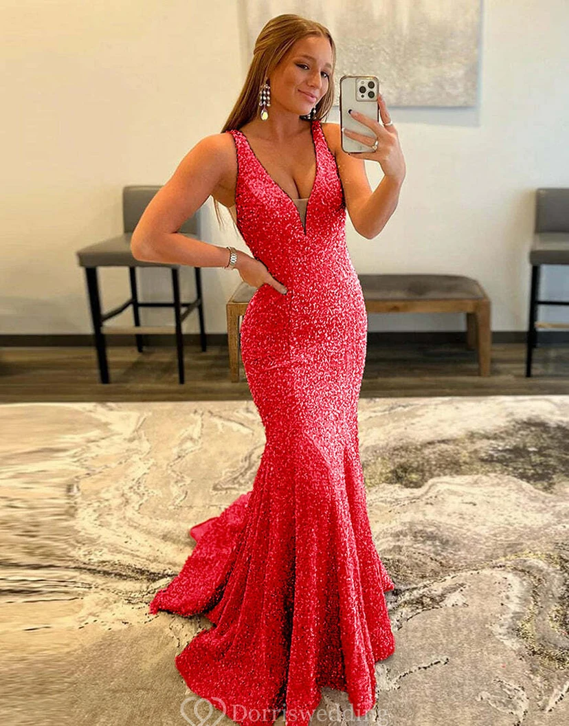Violet Sequin Mermaid Gown view 17
