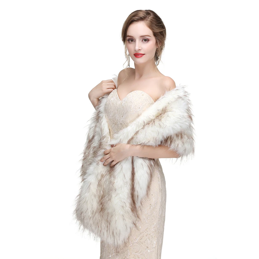 Bridal Winter Warm Wool Cape Fur Wedding Dress Fox Fur Waistcoat view 8