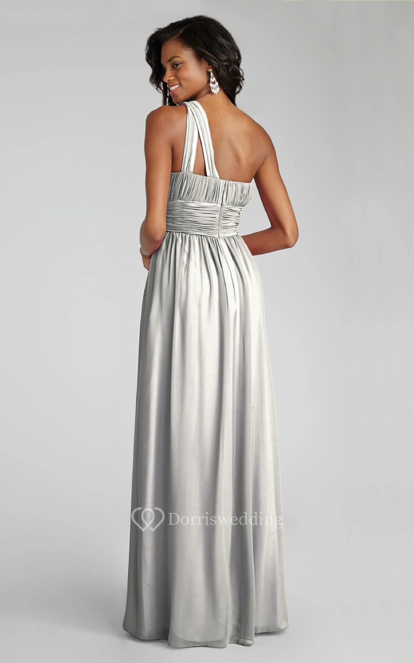 Long-Chiffon Modern One-Shoulder Dress With Ruching view 10