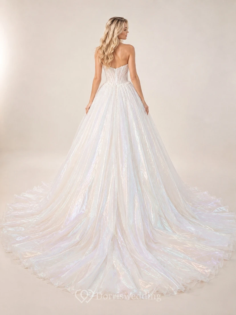 Vestido de novia formal sencillo, romántico y elegante con escote corazón, edición B Ball view 2