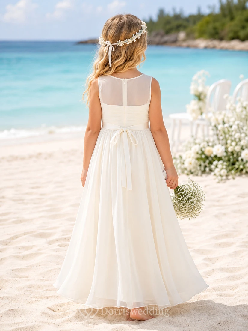 Strandkleid aus Chiffon für Blumenmädchen mit Schleife am Rücken view 2