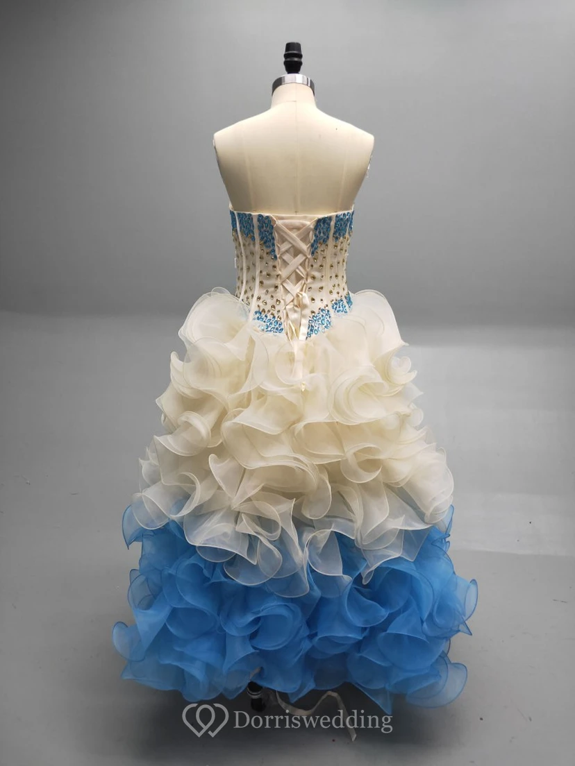 Sweetheart Ball Gown With Cascading Ruffles And A Matching Collar view 2