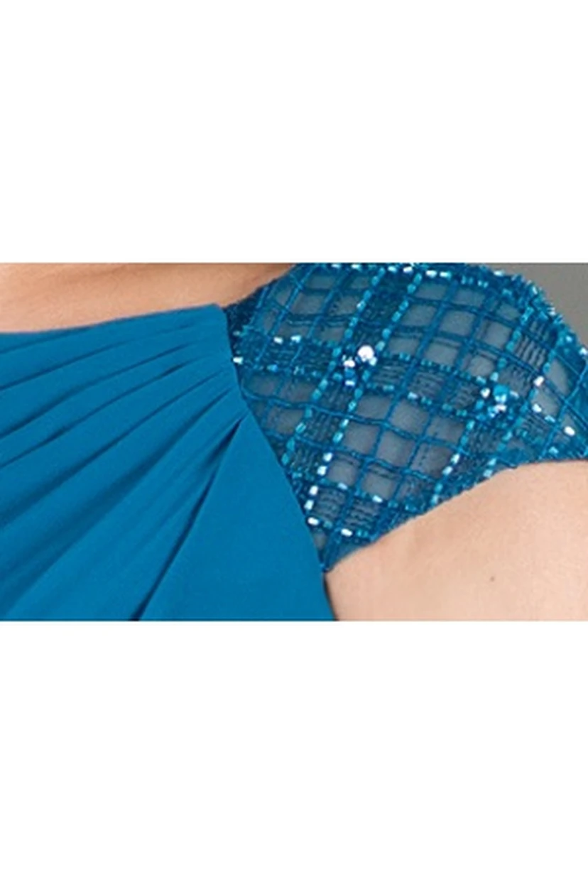 Beaded Cap Sleeve A-Line Long Mother Of The Bride Dress With Crystal Satin Sash view 2