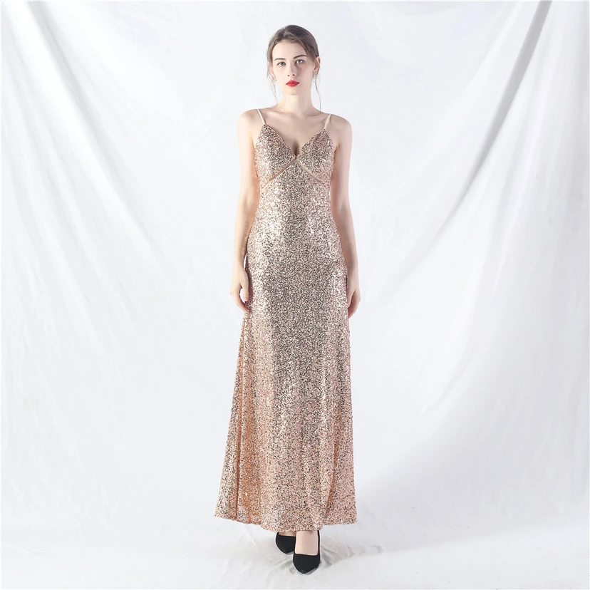 Robe longue trapèze évasée à paillettes, modèle phare du quotidien view 37