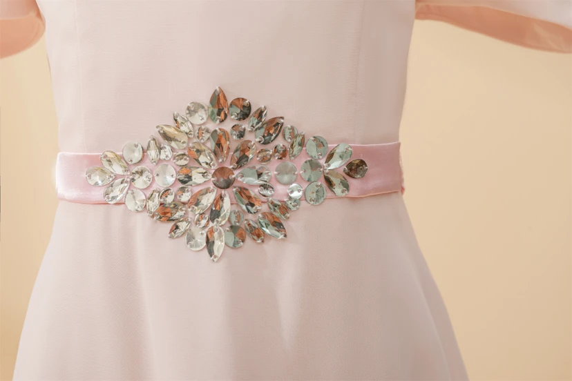 Chiffon Off-the-shoulder Spaghetti Casual Flowergirl Dress with Beaded Waist view 10