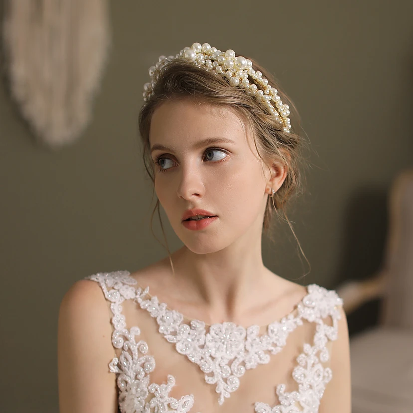 Royal Double Strands of Pearls Headband view 3