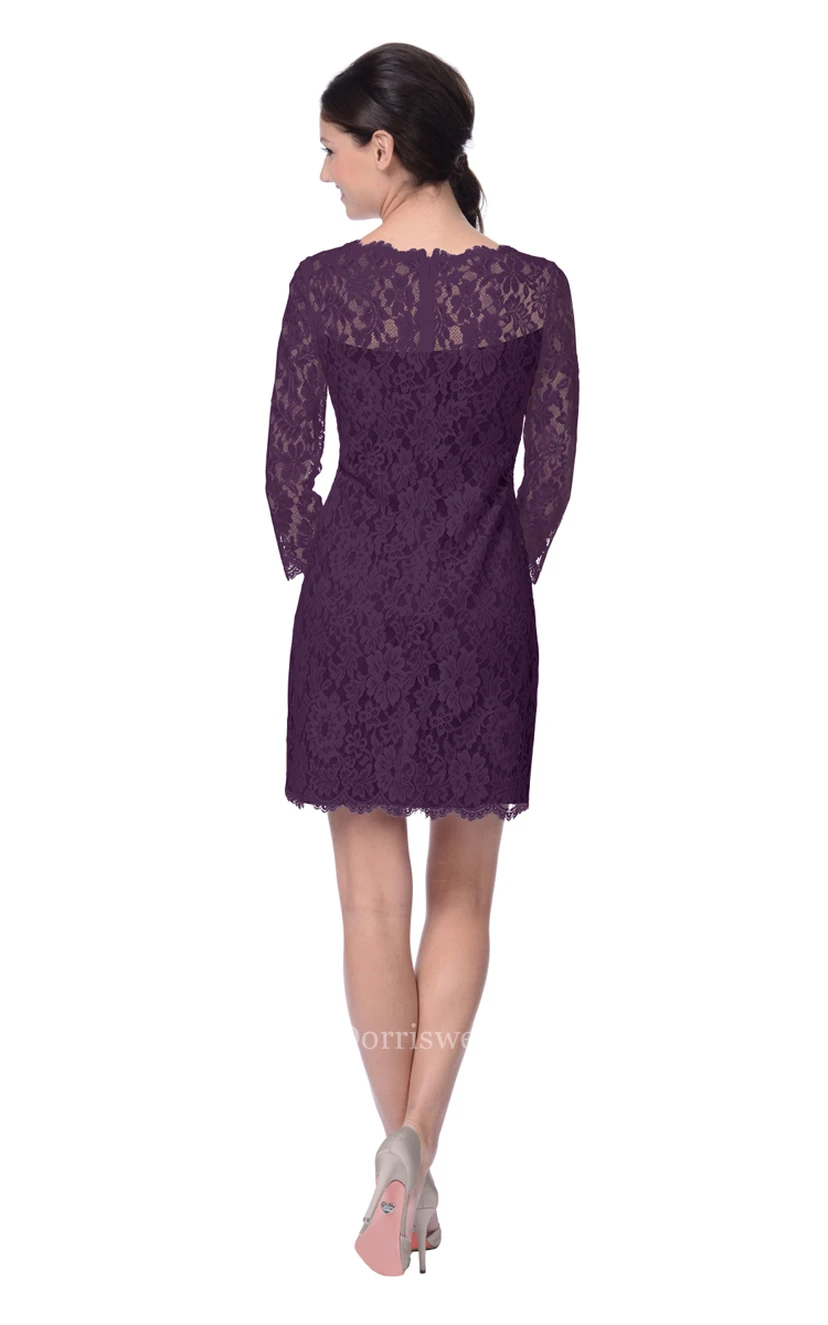 3-4-Sleeved Lace Sheath With Scalloped Edge Neckline view 2