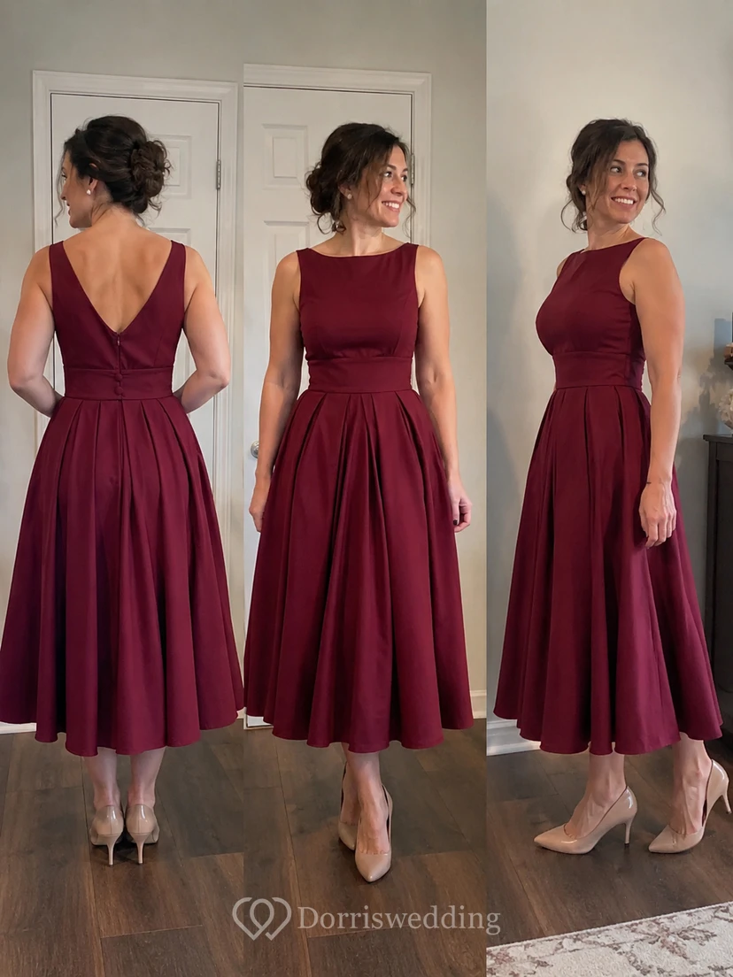 Robe trapèze sans manches arrivant au genou, à plis view 10
