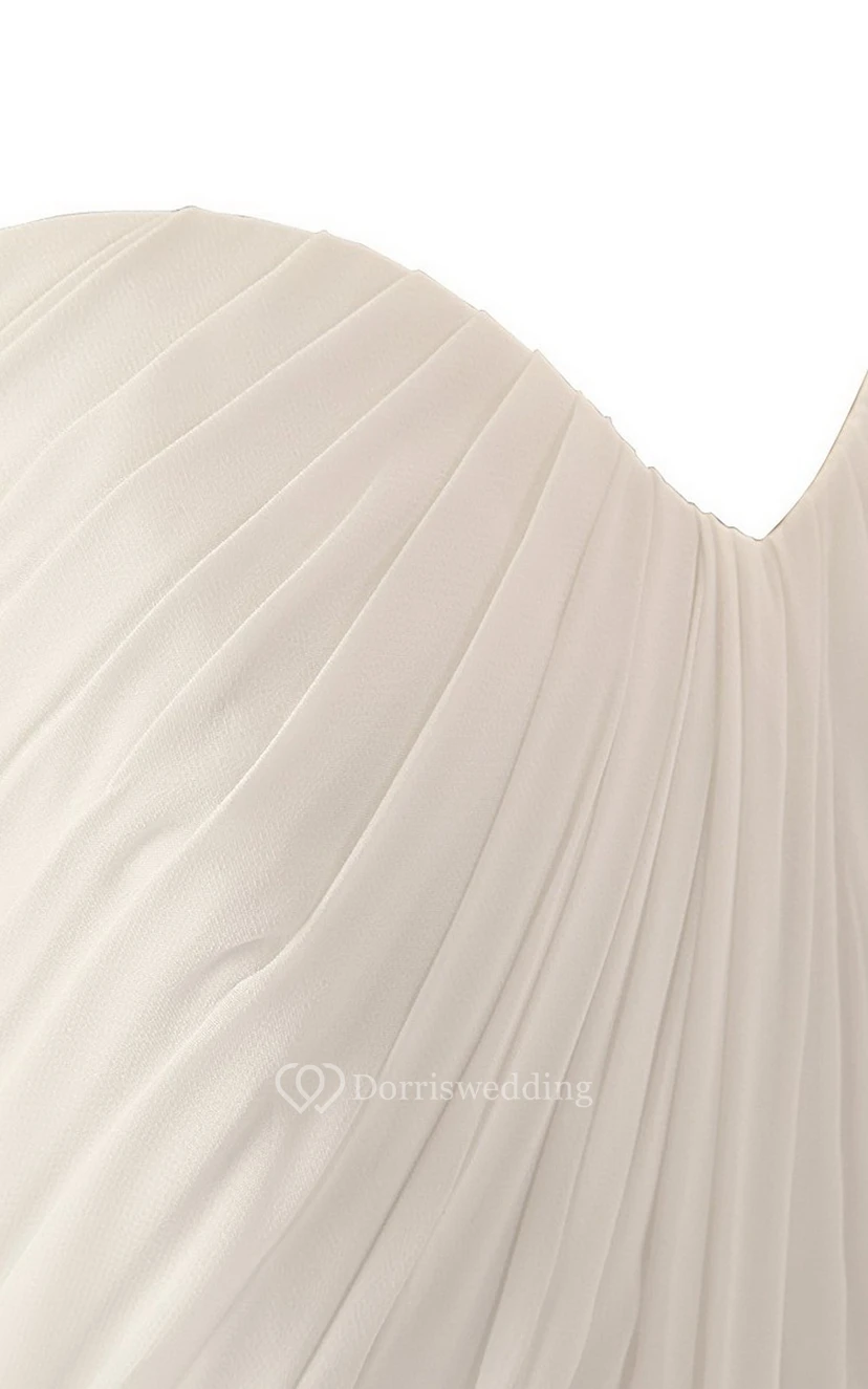 Sweetheart Long Chiffon Gown With Allover Pleats view 4