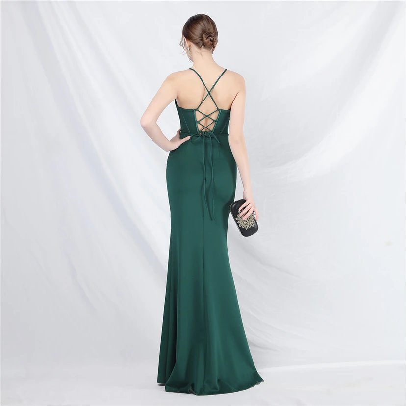 Palace Herringbone Vest High-End Sling Evening Dress view 45