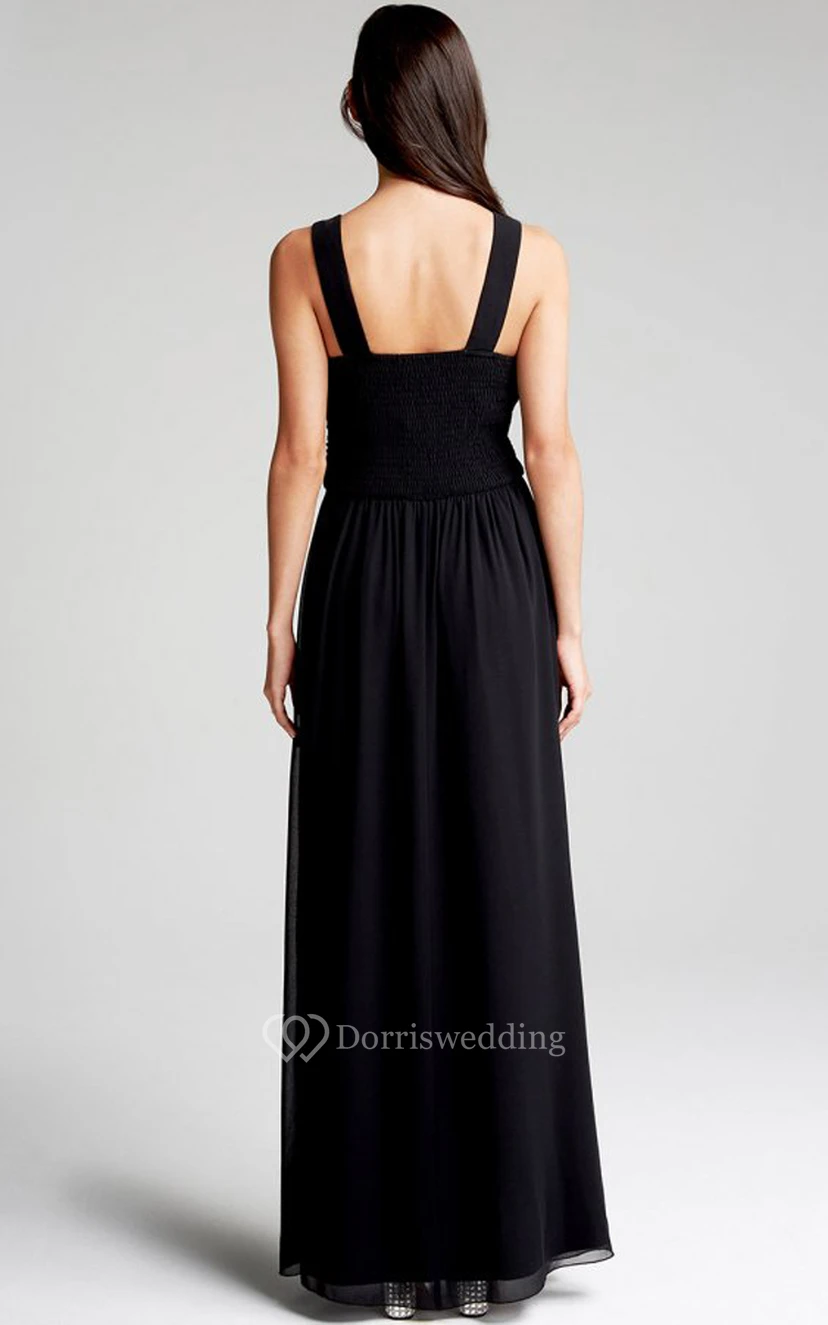 Scoop Neckline Modest A-Line Gown With Squared Back view 38