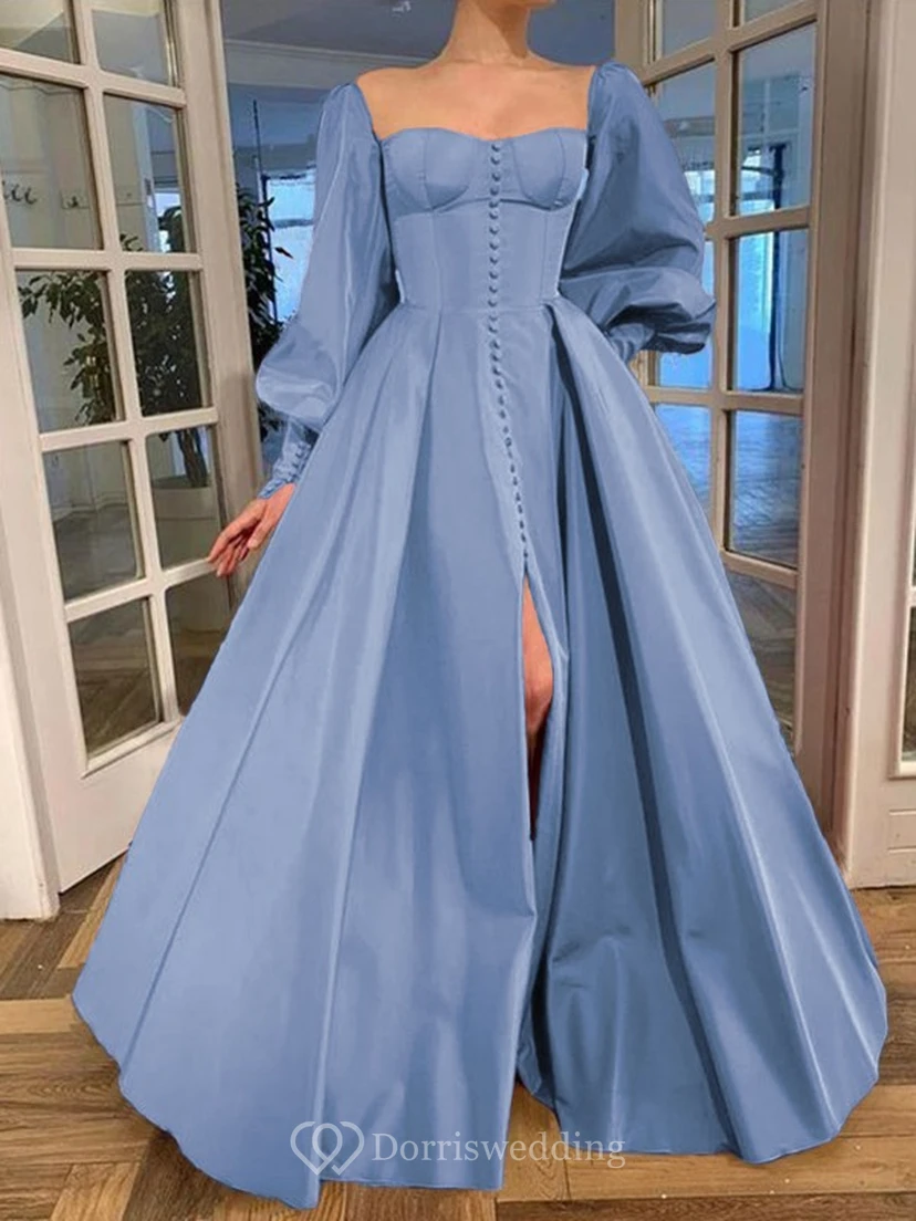 Elegantes Kleid im Vintage-Stil mit langen Puffärmeln, Empire-Stil und Schlitz vorne view 44