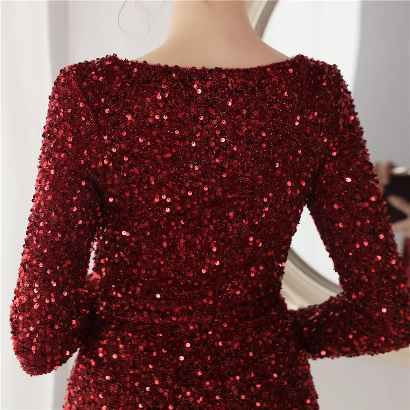 Elegantes, langes Paillettenkleid mit langen Ärmeln und Meerjungfrauenschnitt – ein Abendkleid im Aura-Queen-Stil für festliche Anlässe. view 9