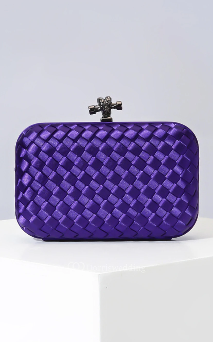 Woven Satin Clutch with Top Clasp view 4