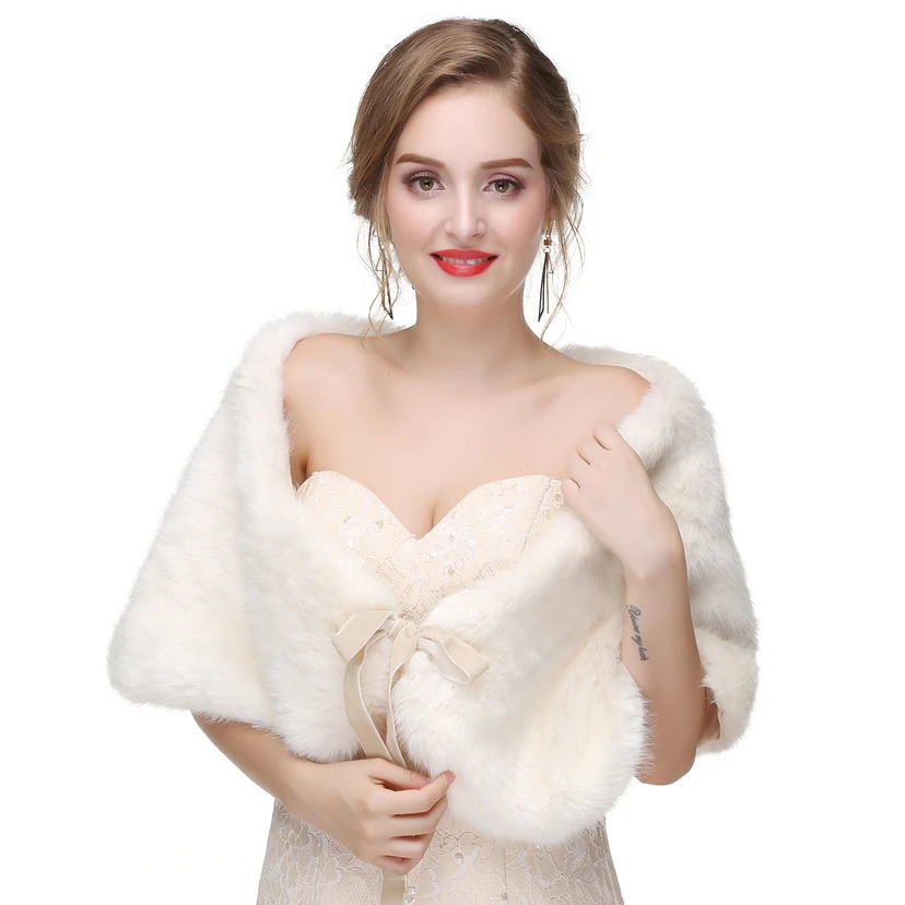 Bridal Winter Warm Wool Cape High-End Fur Wedding Dress Fox Fur Waistcoat view 21