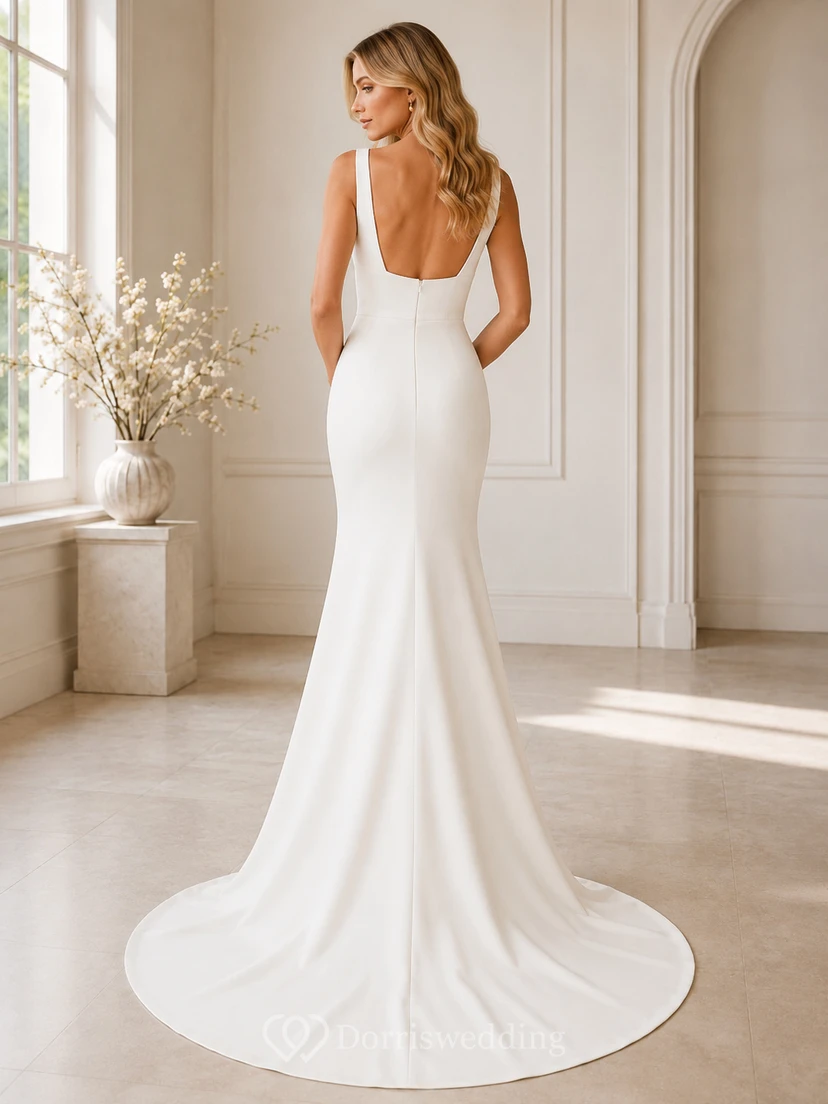 Brautkleid aus Satin, A-Linie, trägerlos, mit Schleppe view 2
