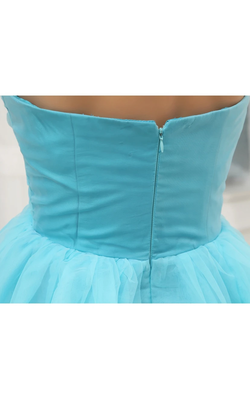 Short-Length Sweetheart A-Line Ruched Dress With Crystal Detailing Zipper Back view 6