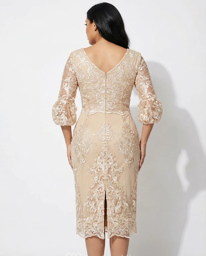 Scalloped Lace Plus Size Bodycon Midi Dress view 2
