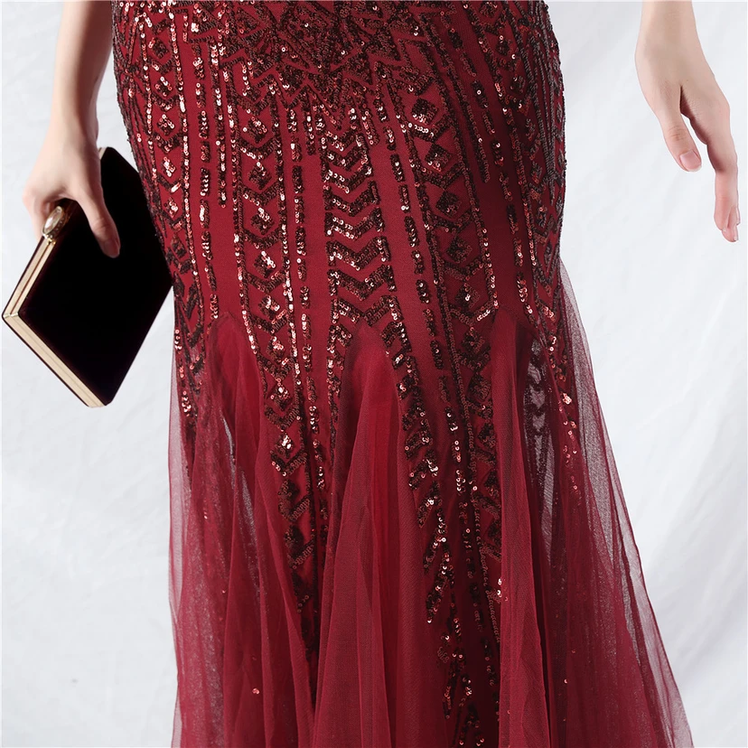 Robe de soirée haut de gamme ornée de perles de positionnement, de fleurs et de broderies en tulle. view 40