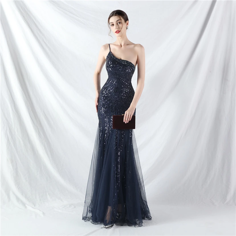 Crafted Beaded Positioning Flower Beads Splicing Mesh Gauze High-End Evening Dress view 45