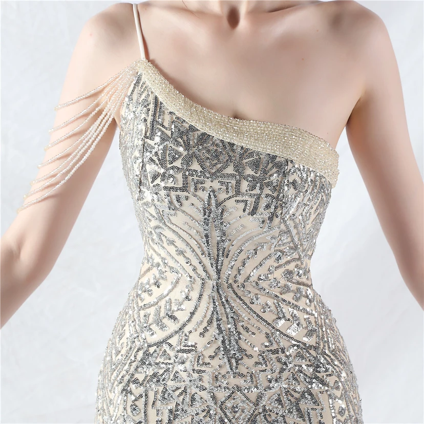 Robe de soirée haut de gamme ornée de perles de positionnement, de fleurs et de broderies en tulle. view 29