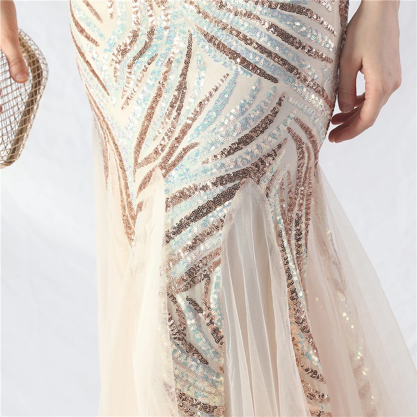 Layered Beads Spliced ​​Mesh High-End Evening Dress view 43