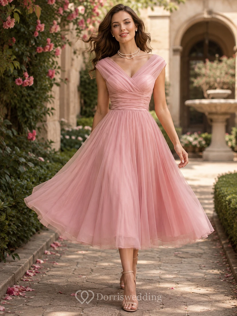 Charming V Neck Empire Chiffon Ball Gown With Bow view 3