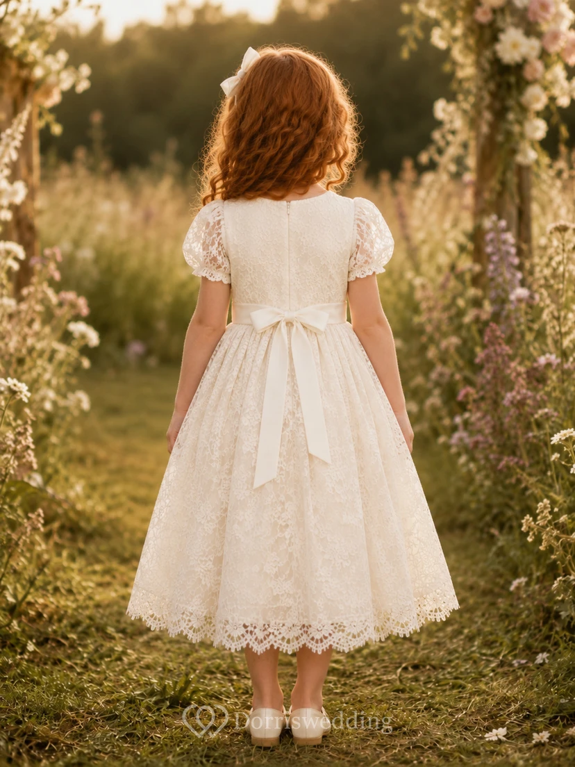 Boho-Spitzenkleid mit Volantärmeln für Blumenmädchen view 2