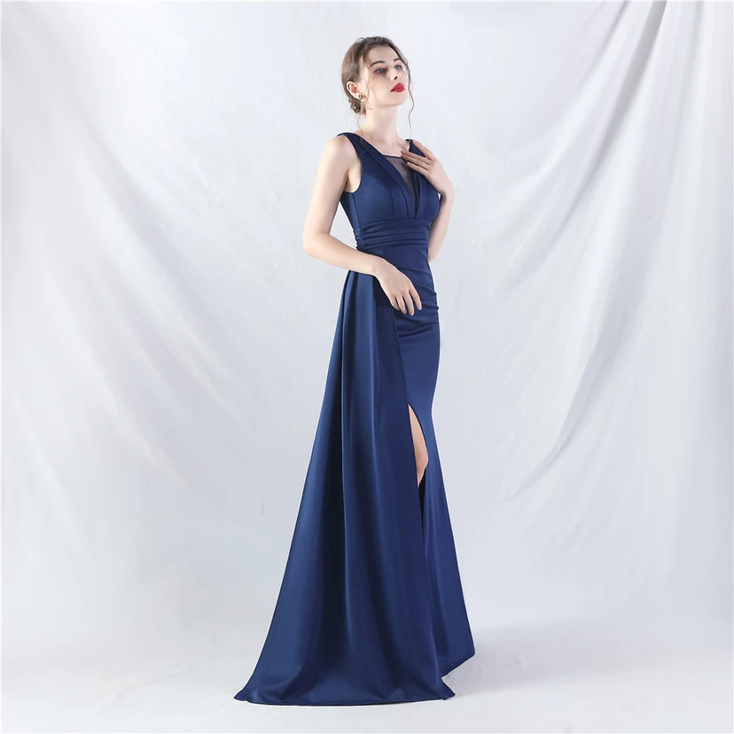 Vestido de noche de satén plisado con 8 colores opcionales view 68