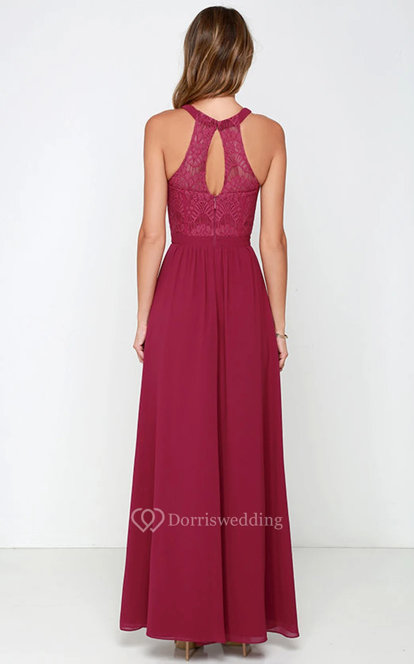 Sleeveless Chiffon Long Noble Dress With Lace Bodice view 7