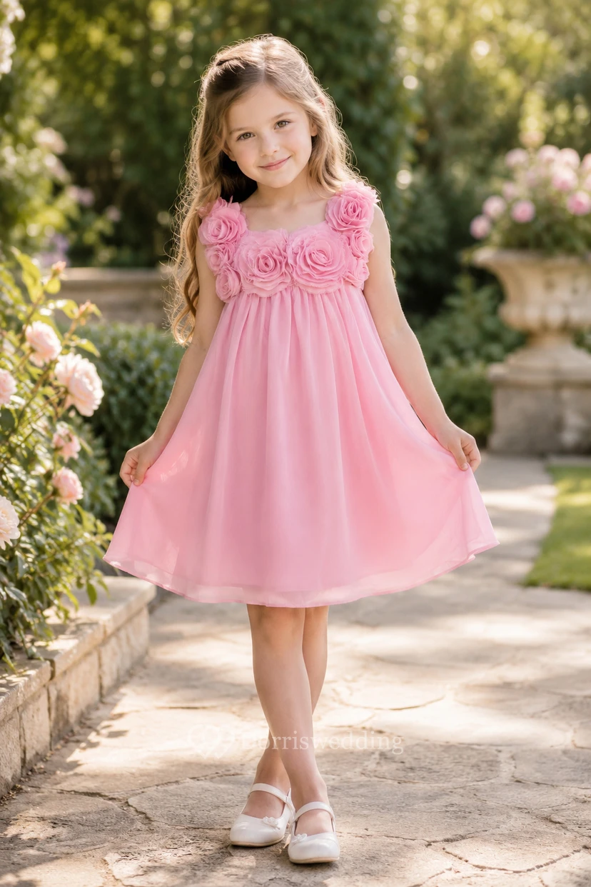 Knee-Length Sleeveless Chiffon Flower Girl Dress
