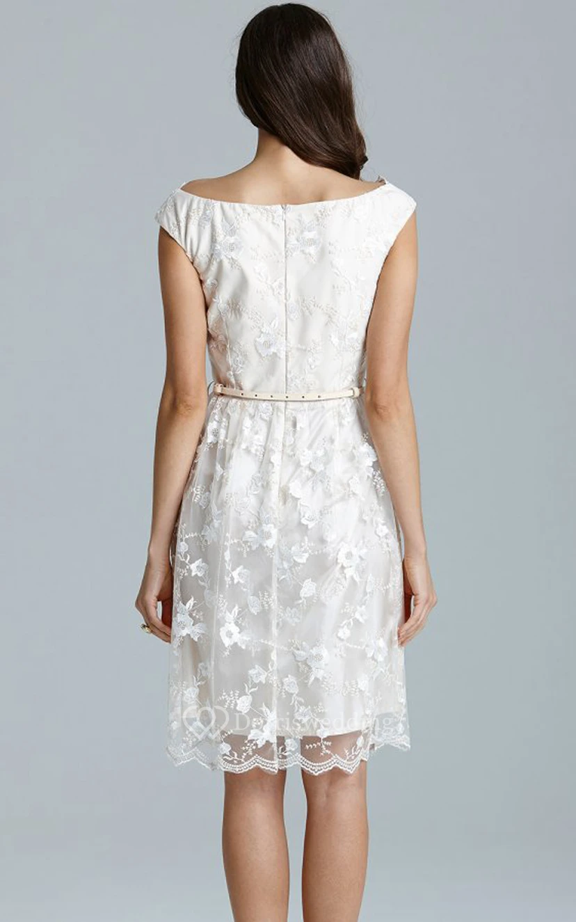 Short Lace Chic All-Over Dress With Belt view 4