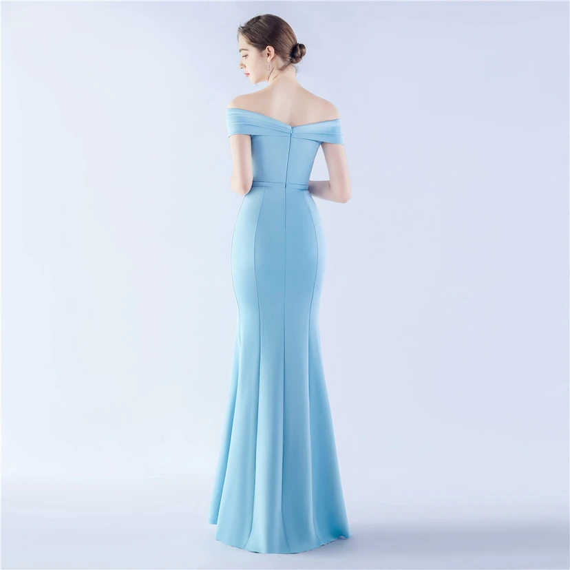Klassisches langes Abendkleid aus Satin mit One-Shoulder-Ausschnitt view 42