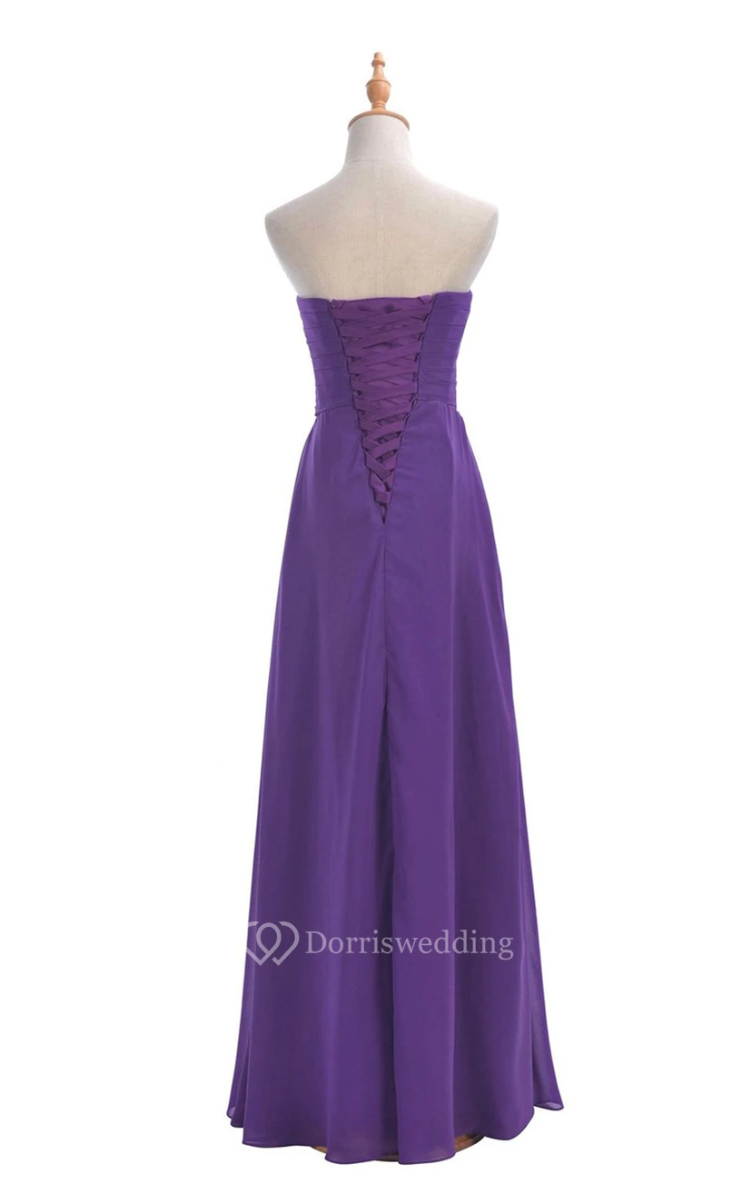 Sweetheart Criss-cross Chiffon A-line Dress With Lace-up Back view 38