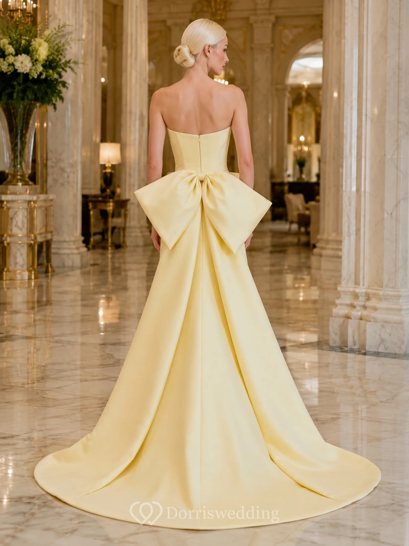 Vestido de novia formal elegante y sencillo con escote corazón, estilo sirena, edición A view 2