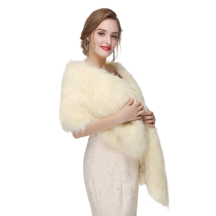 Bridal Winter Warm Wool Cape Fur Wedding Dress Fox Fur Waistcoat view 32