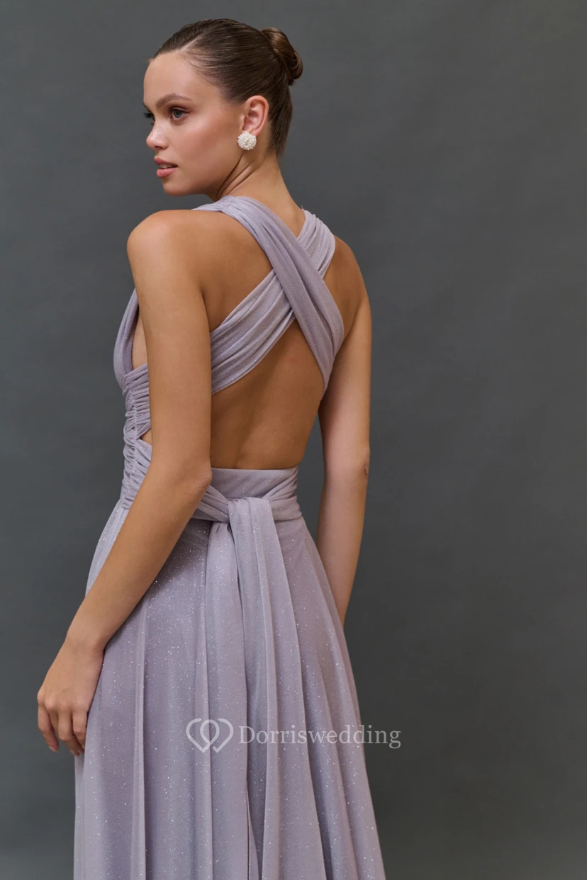 Flowy Chiffon Empire Ruched Dress view 2