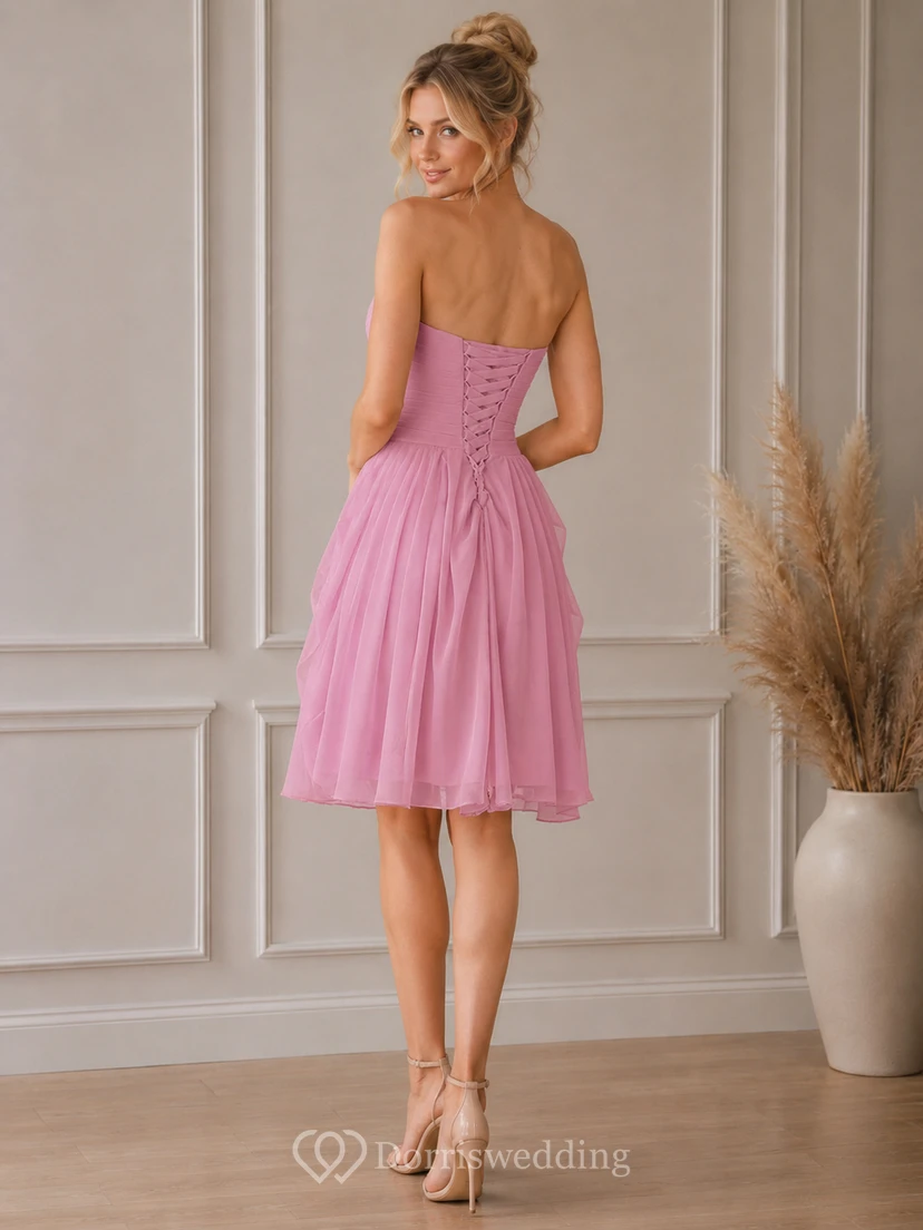 Sweetheart A-line Ruffled Short Chiffon Dress view 2