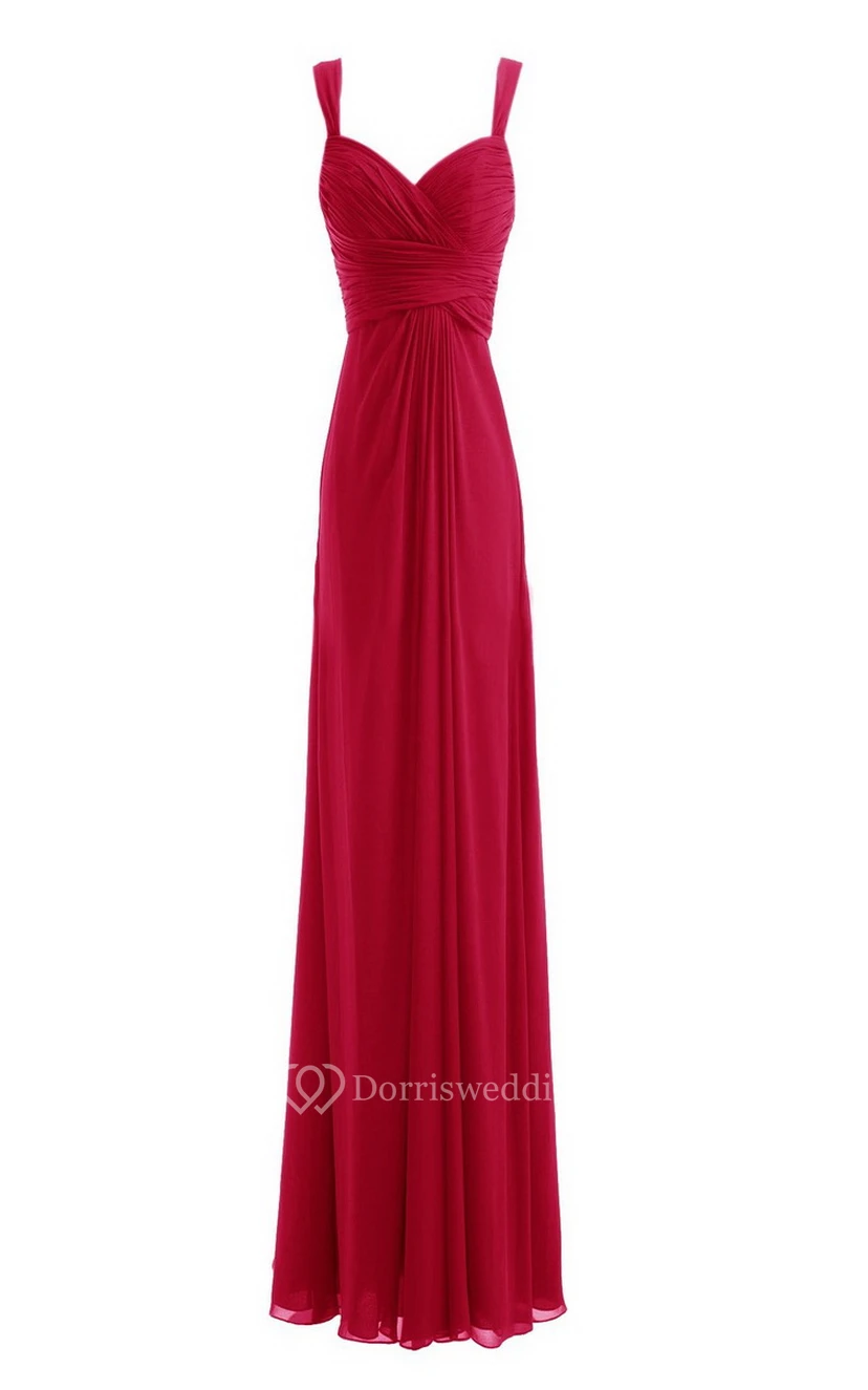 Sleeveless Empire Chiffon Dress With Criss-cross Ruching view 9