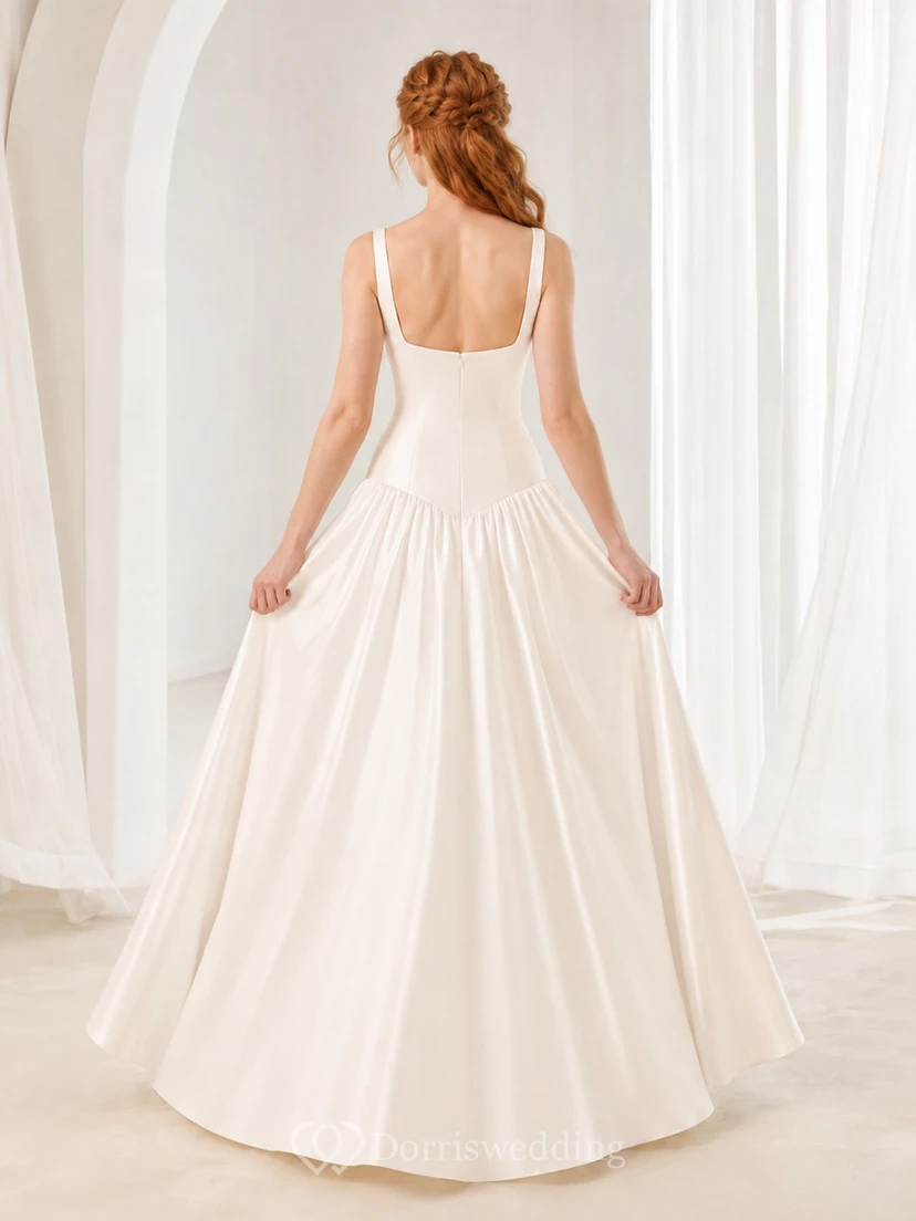 Gartenbrautkleid mit quadratischem Ausschnitt, weichem Tüll und tiefer Taille view 2
