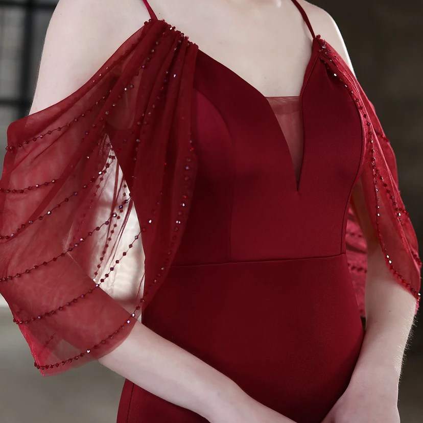 Toast Dress Bride Long Sling Thank You Banquet Slim Fishtail Skirt Wedding Car Model Exhibition Dress view 27