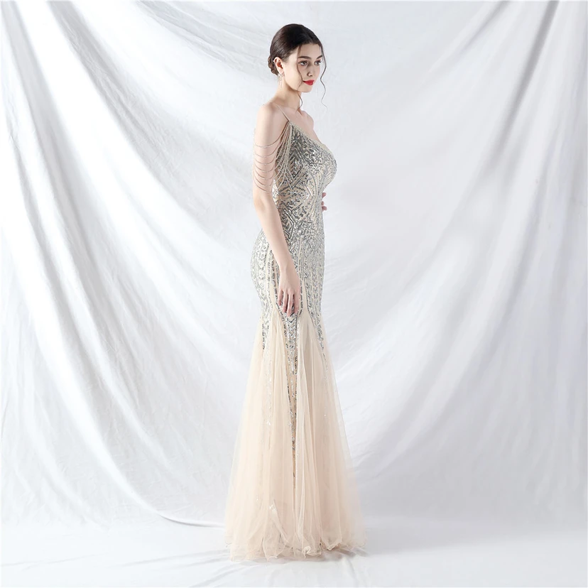 Robe de soirée haut de gamme ornée de perles de positionnement, de fleurs et de broderies en tulle. view 25