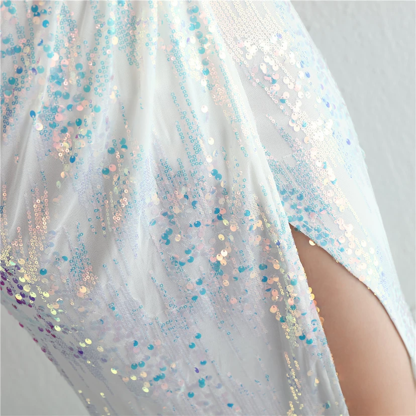 Nouvelle jupe longue fendue à sequins Aura Queen, style banquet de célébrités. view 36