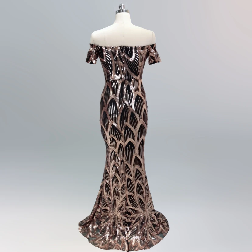 Vestido asimétrico largo de cola de sirena con lentejuelas, vestido de noche que estiliza la figura, vestido de gala, vestido de anfitriona view 12