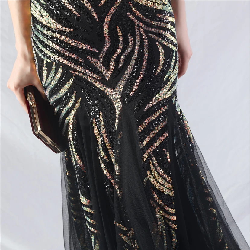 Layered Beads Spliced ​​Mesh High-End Evening Dress view 63