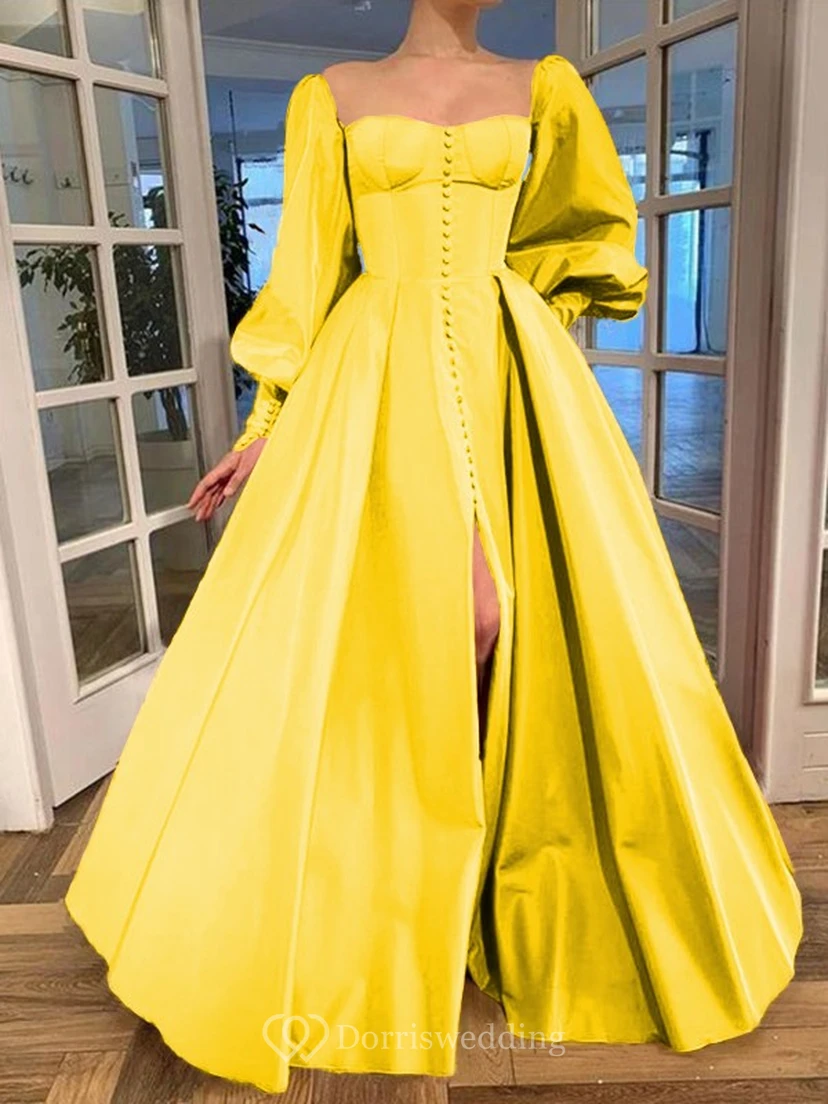 Elegantes Kleid im Vintage-Stil mit langen Puffärmeln, Empire-Stil und Schlitz vorne view 27