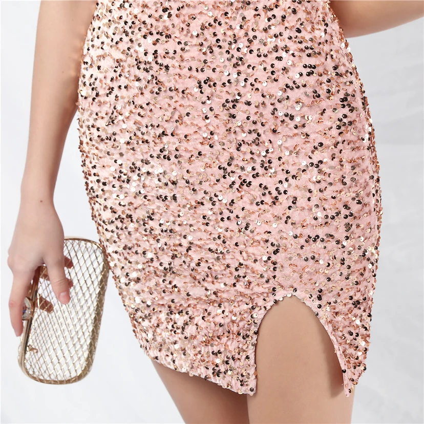 Velvet Handmade Sequined Heavy Craft Beaded Fantasy Sequined Short Skirt Evening Dress view 20